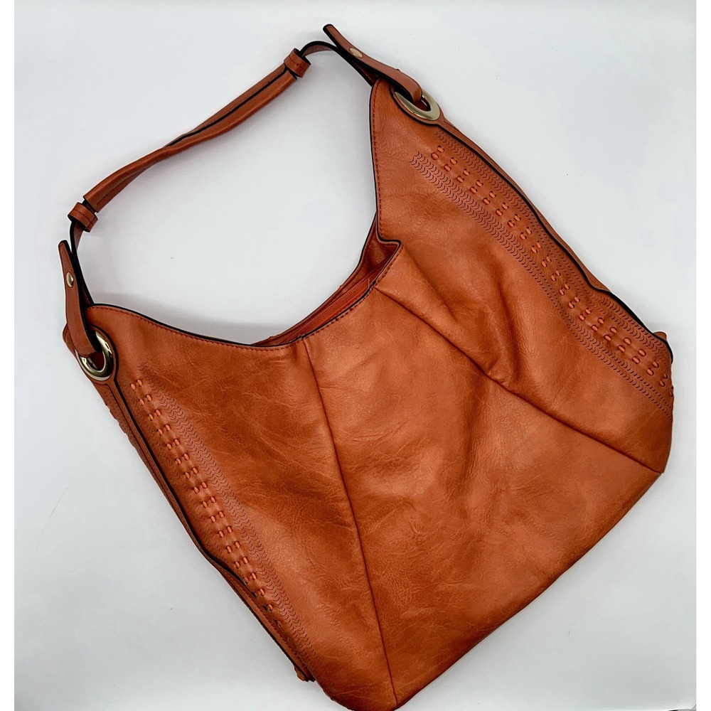 Handbag‎ Republic Classic Hobo w/Pretty Perforated Side Detail Orange/Rust Color